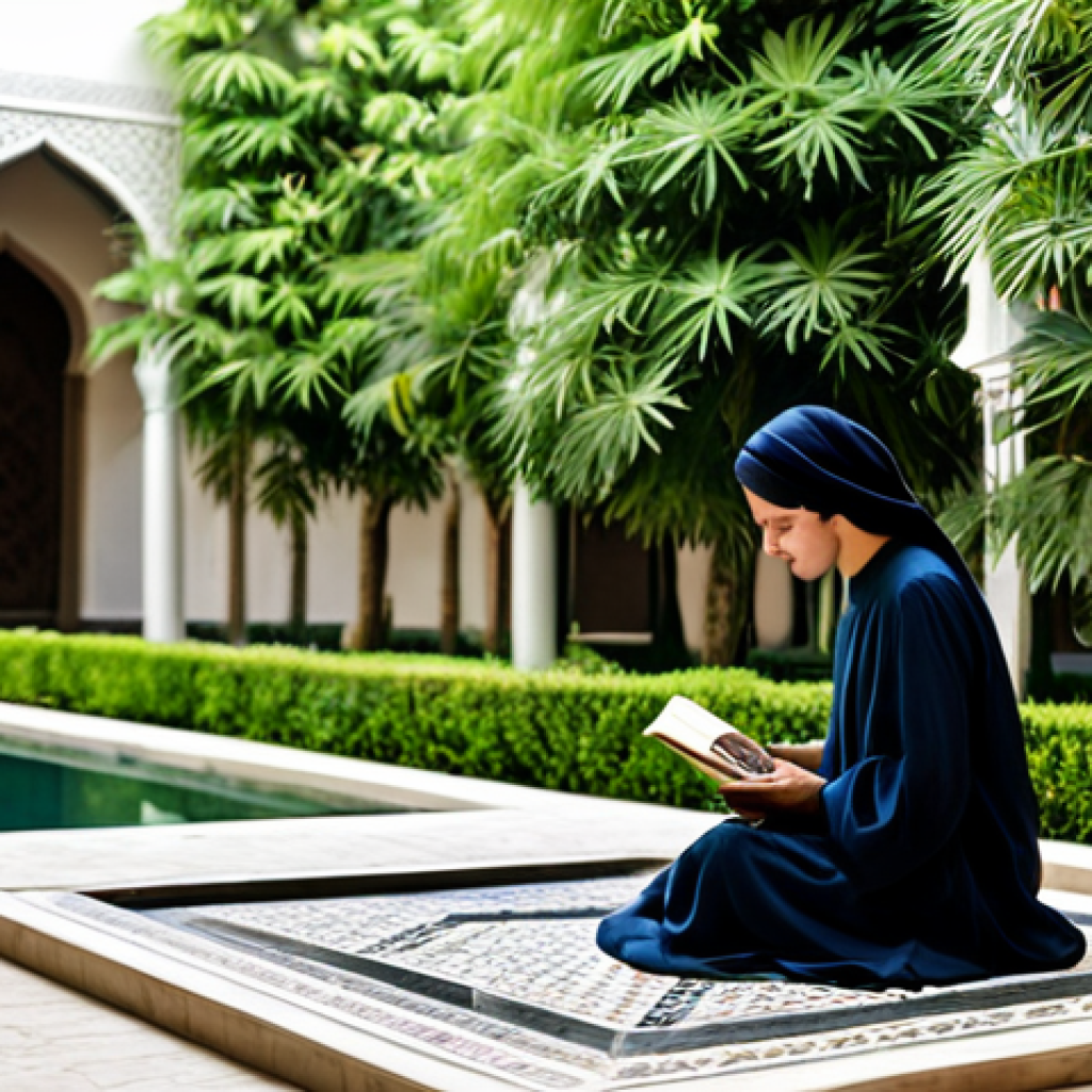 테크노스트레스 관리의 미래 전망 - **Digital Balance in a Tranquil Setting:** A person, appearing serene and relaxed (gender-neutra...