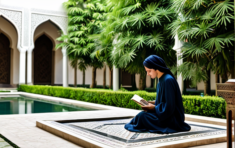 테크노스트레스 관리의 미래 전망 - **Digital Balance in a Tranquil Setting:** A person, appearing serene and relaxed (gender-neutra...