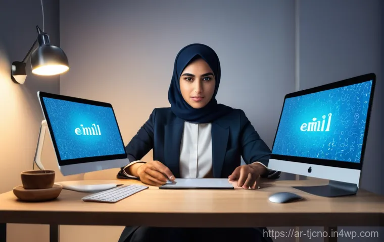 테크노스트레스와 경력 개발 - **Prompt:** A young Arab professional, male or female, in a modern, well-lit home office, looking sl...